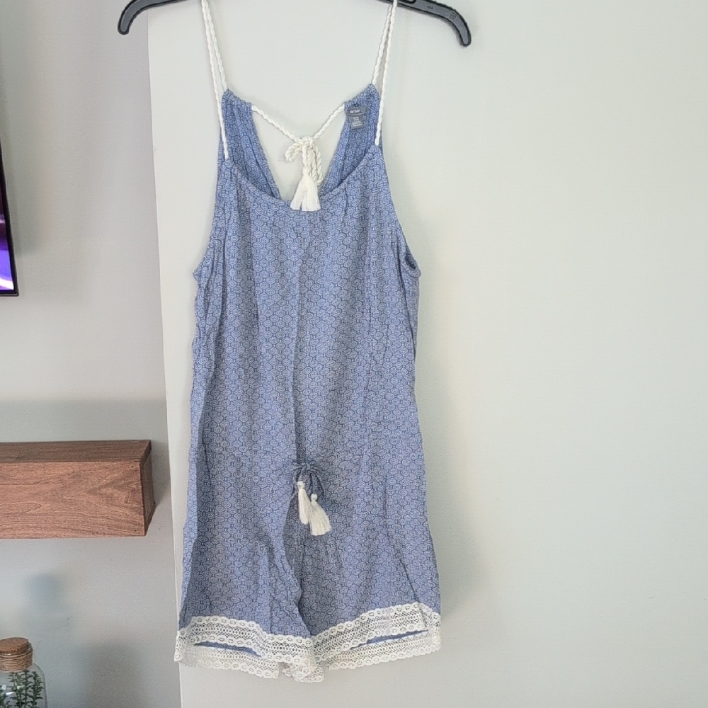 Blue Lace Trim Aerie Romper